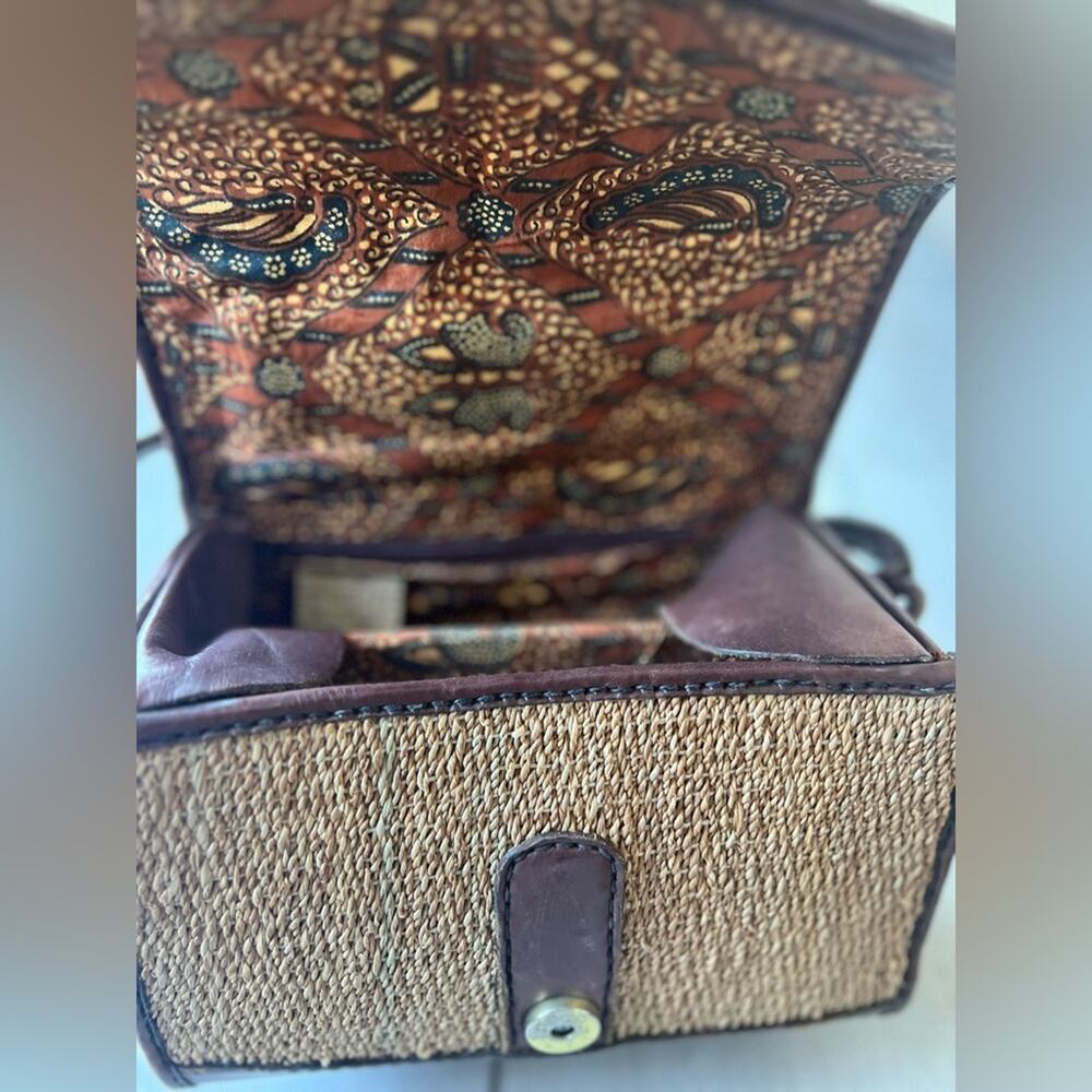 Vintage Leather woven bucket bag brown tone safari tan - Picture 7 of 11